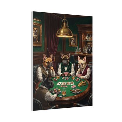 French Bulldog Private Bar Poker Scene Wall Art & Canvas Print