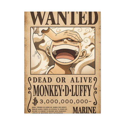 One Piece Monkey D. Luffy Gear 5 Wanted Poster Wall Art & Canvas Print