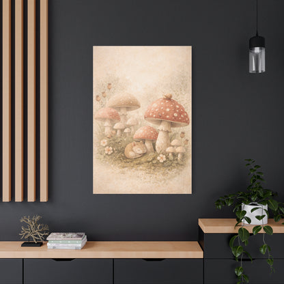 Soft Nursery Mushroom Garden Storybook Scene Wall Art & Canvas Print