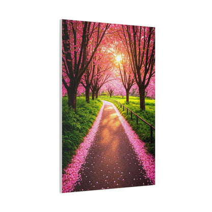 Sakura Forest Path With Sunlight Rays Wall Art & Canvas Prints