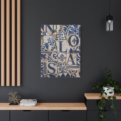 Blue Tile Mosaic Letter Composition Wall Art & Canvas Print