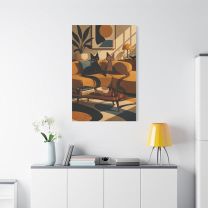 Playful Retro Cats Lounge Scene Wall Art & Canvas Print