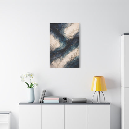Navy Marble Botanical Flow Wall Art & Canvas Print