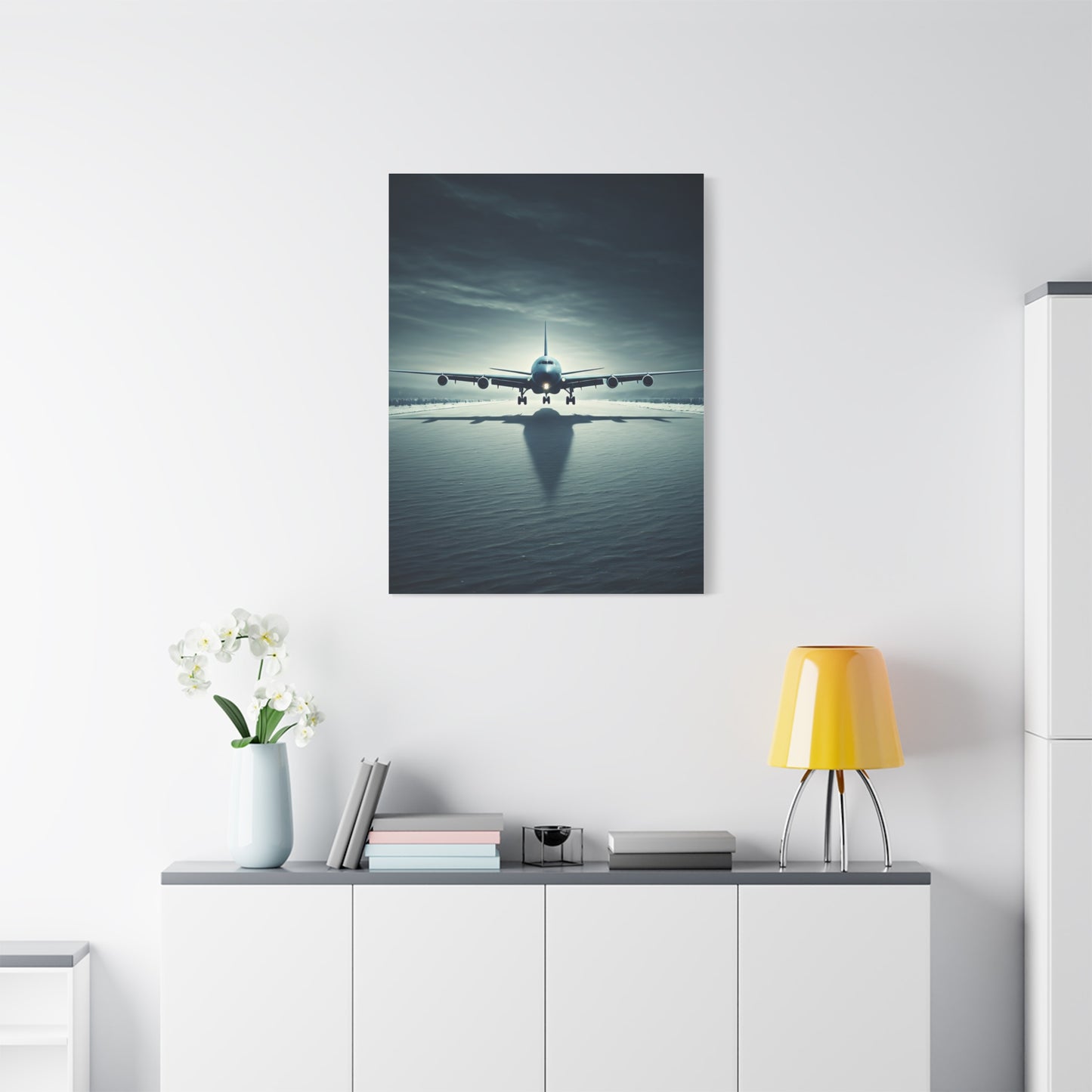 Stormy Runway Jet Arrival Wall Art & Canvas Prints