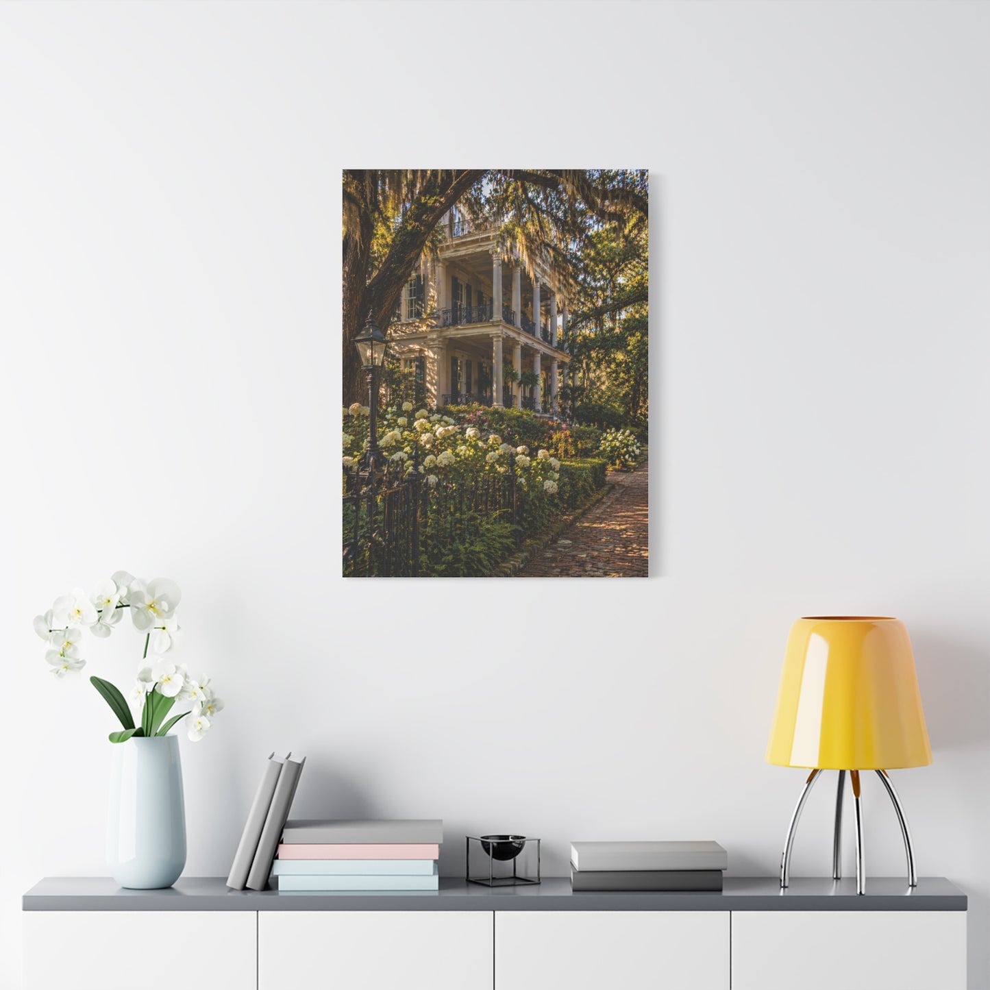 Garden District Mansion Under Live Oaks Wall Art & Canvas Print