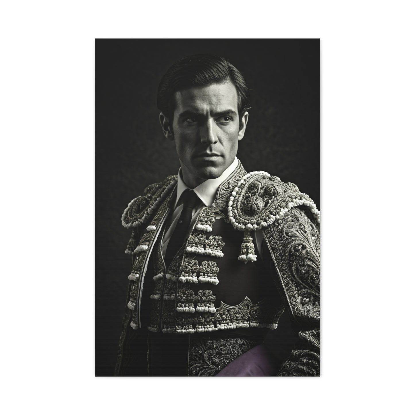 Stoic Warrior in Armor Black & White Wall Art & Canvas Prints