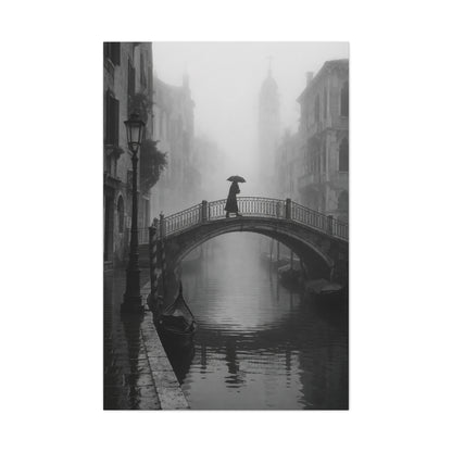 Venetian Bridge Fog Scene Wall Art & Canvas Print