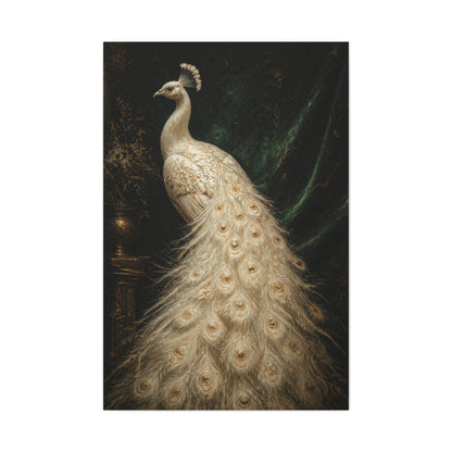 White Peacock Dark Academia Portrait Wall Art & Canvas Print