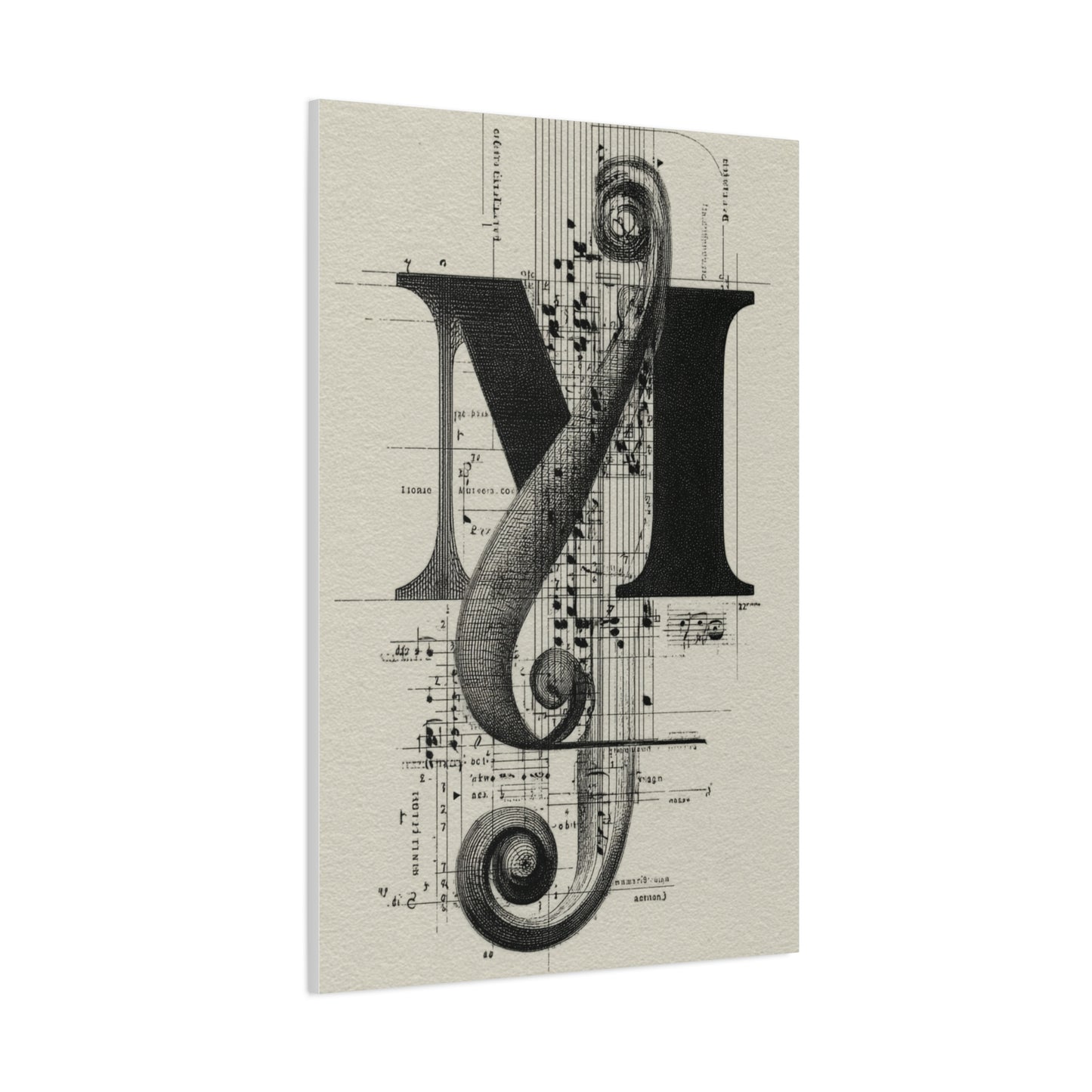 Musical Serif Monogram Illustration Wall Art & Canvas Print