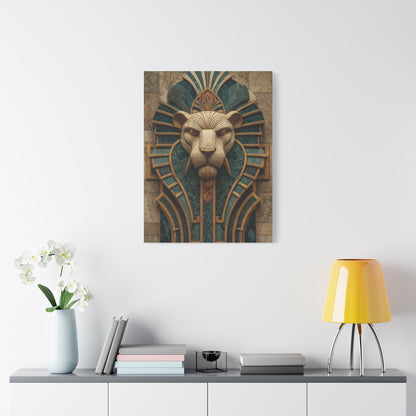Art Deco Lion Architectural Relief Wall Art & Canvas Print