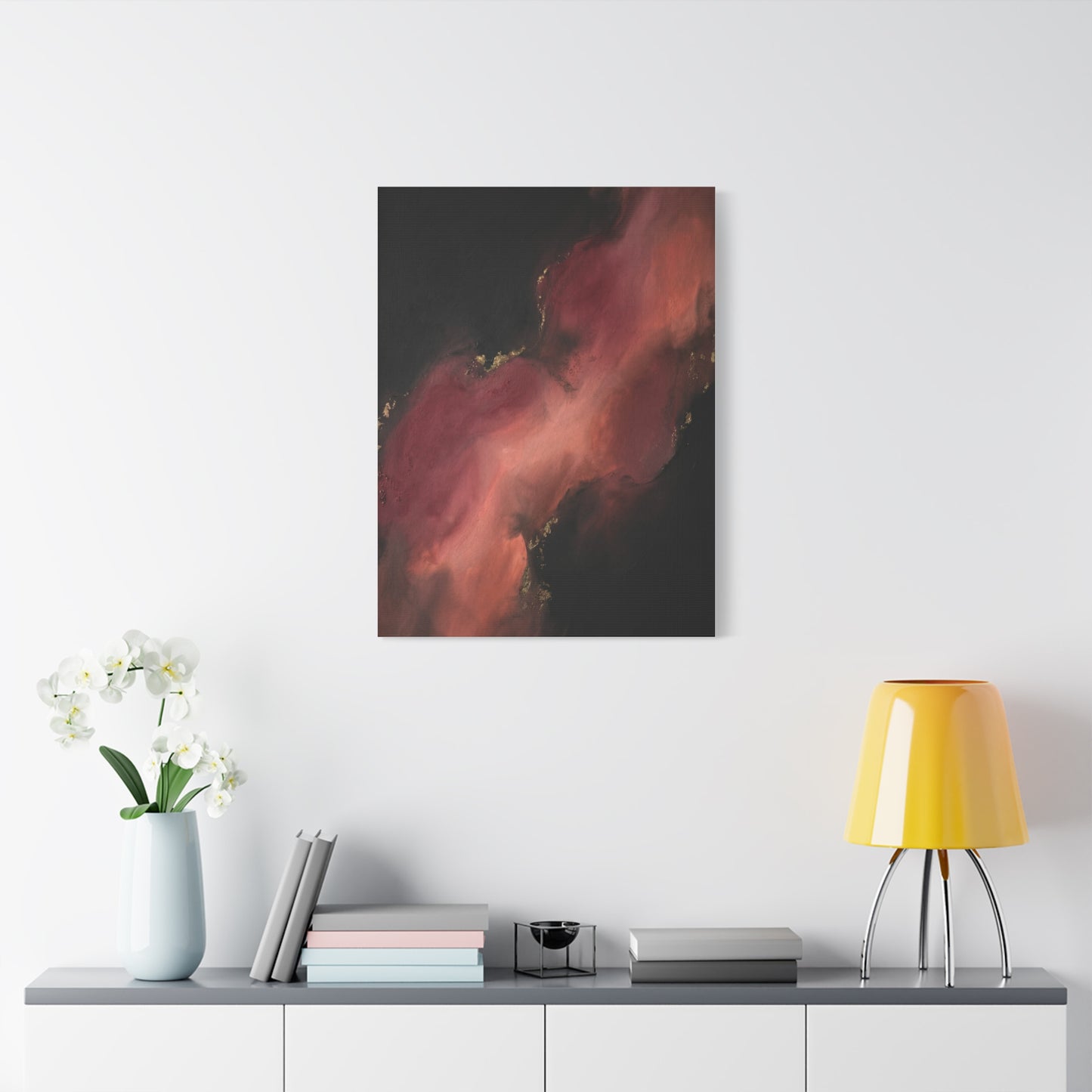 Red and Black Smoky Luxury Abstract Wall Art & Canvas Print