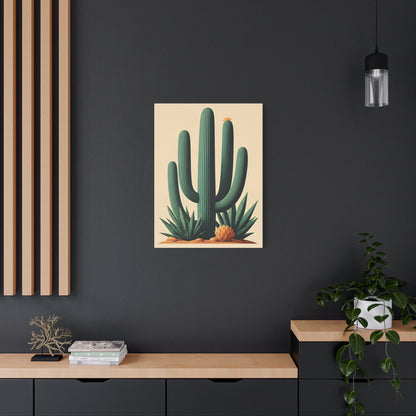 Desert Botanical Saguaro and Agave Composition Wall Art & Canvas Prints