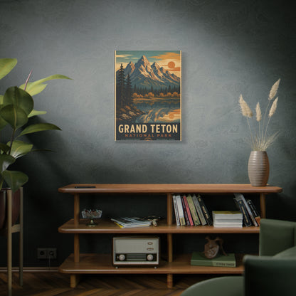 Grand Teton Vintage National Park Poster Wall Art & Canvas Print