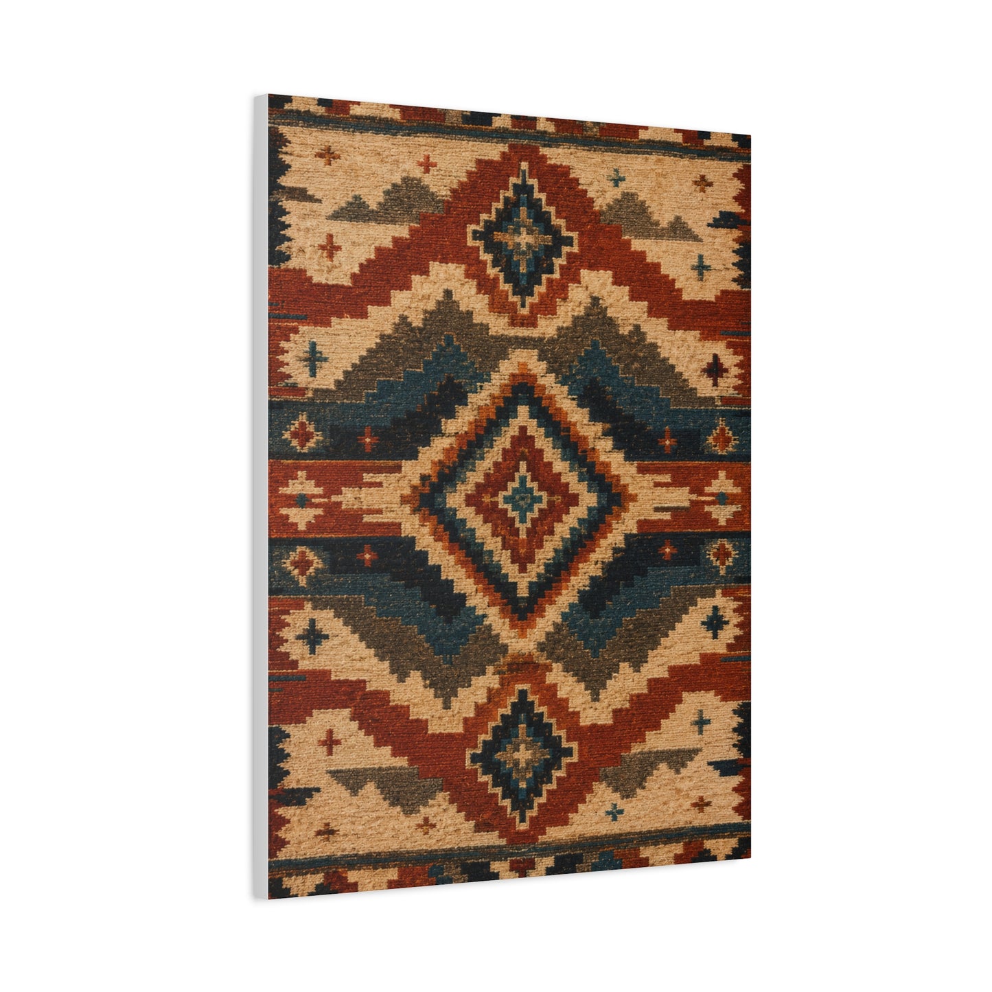 Navajo Inspired Geometric Textile Southwest Wall Art & Canvas Print