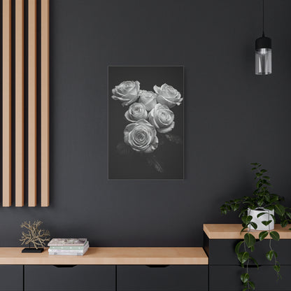 Classic White Rose Bouquet Monochrome Wall Art & Canvas Prints