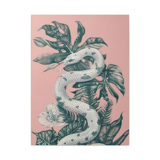 White Snake On Leaves Wall Art & Canvas Prints