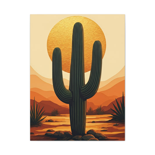 Golden Sun Desert Saguaro Landscape Wall Art & Canvas Prints