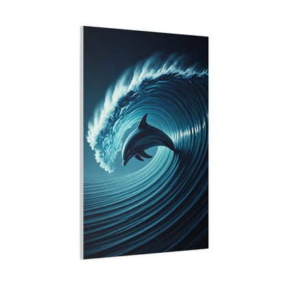 Dolphin Within Ocean Wave Motion Wall Art & Canvas Prints