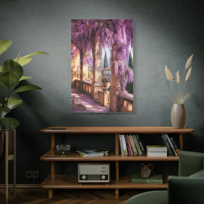 Cascading Wisteria Balcony Scene Wall Art & Canvas Print