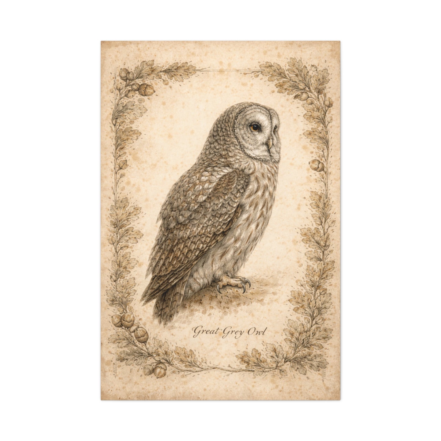 Antique Natural History Owl Study Wall Art & Canvas Print