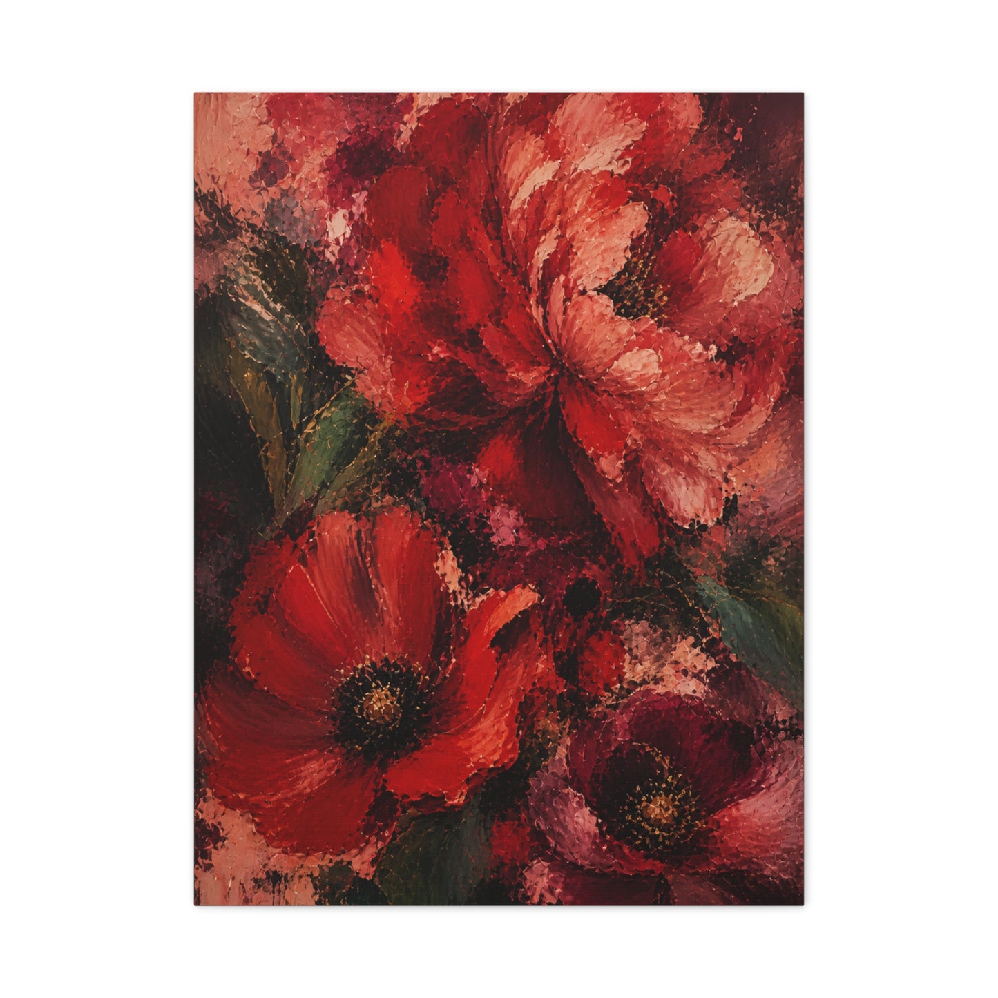 Red Impressionist Floral Composition Wall Art & Canvas Print