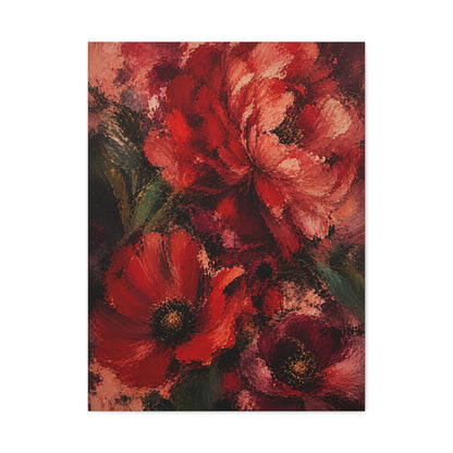 Red Impressionist Floral Composition Wall Art & Canvas Print