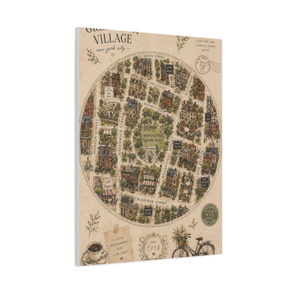 Greenwich Village Illustrated Map Wall Art & Canvas Print