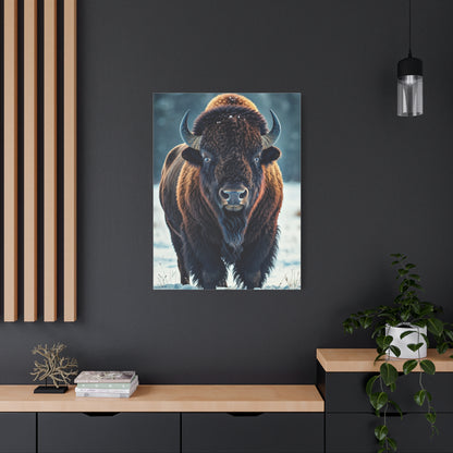 Winter American Bison in Snow Landscape Wall Art & Canvas Print