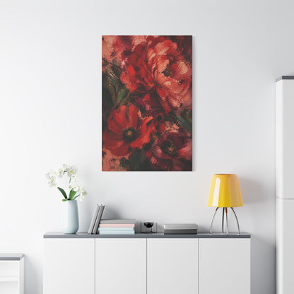 Red Impressionist Floral Composition Wall Art & Canvas Print