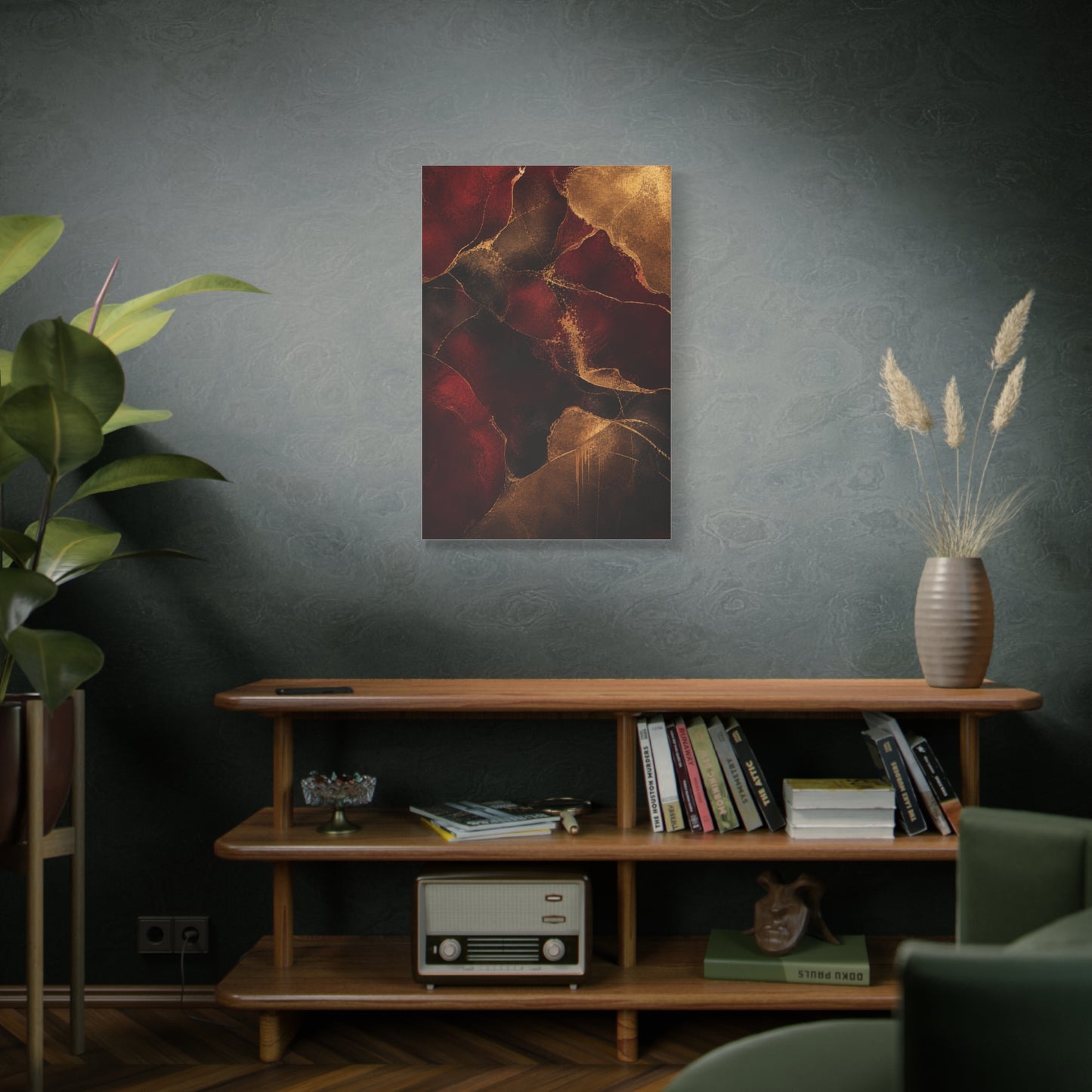 Oxblood and Gold Luxury Abstract Wall Art & Canvas Print