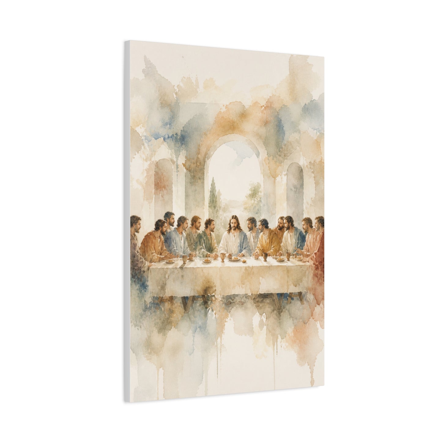 Soft Watercolor Last Supper Composition Wall Art & Canvas Print