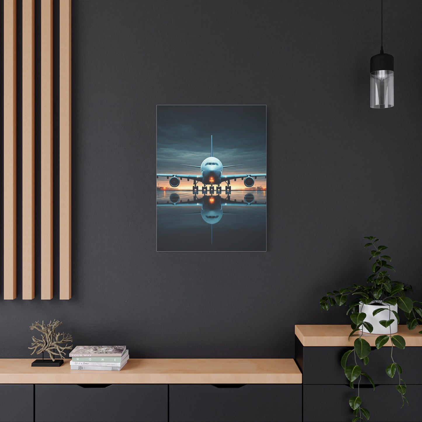 Runway Jet Reflection Wall Art & Canvas Prints