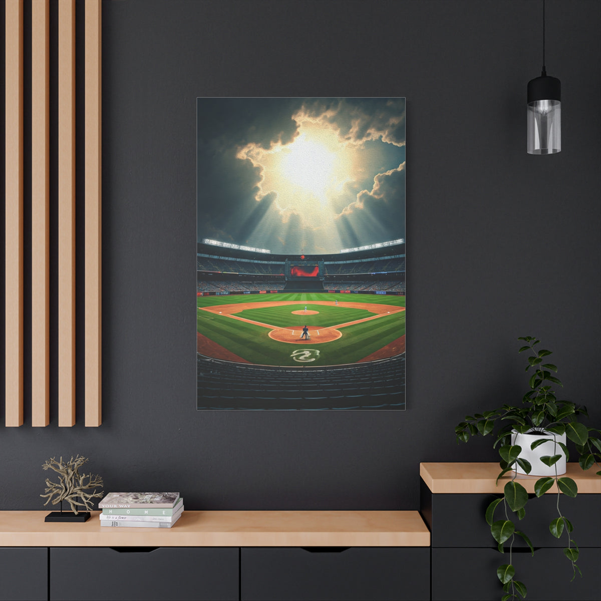 Golden Hour Baseball Field with Team Logo Wall Art & Canvas Prints
