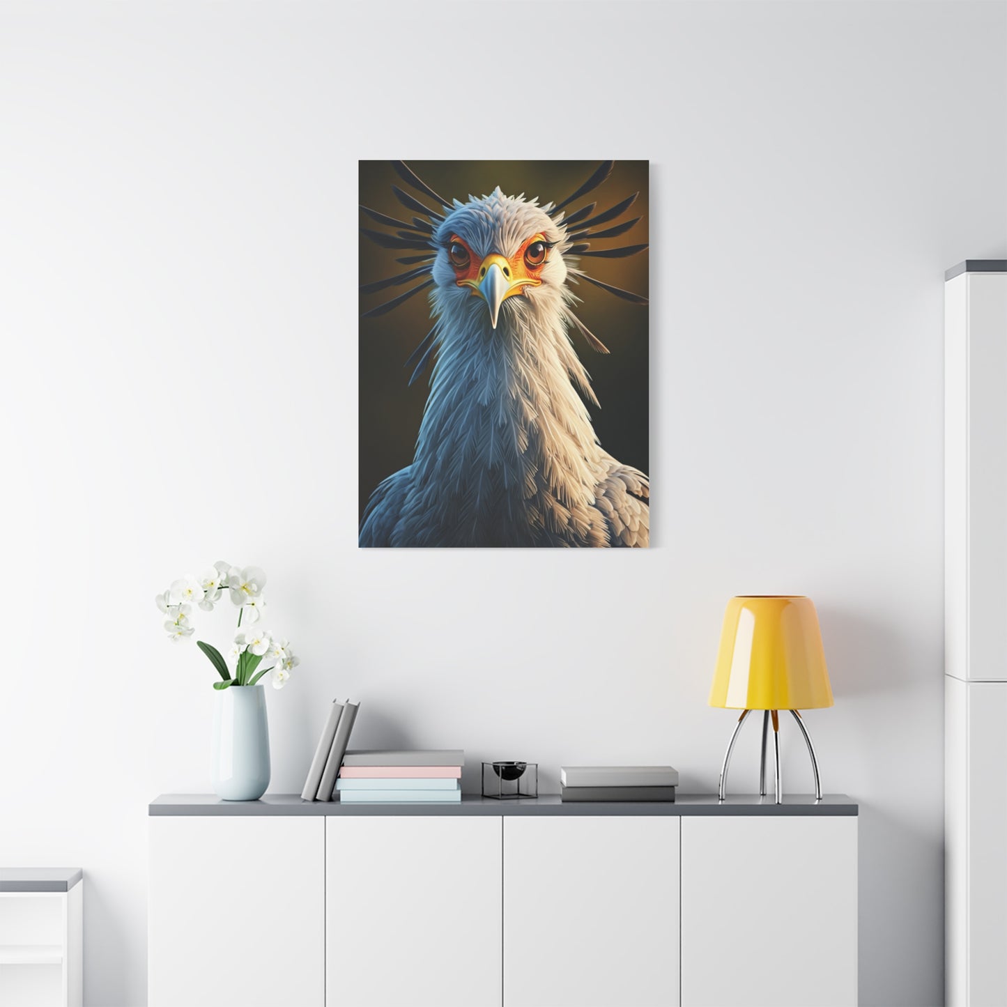 Majestic Secretary Bird Portrait Wall Art & Canvas Prints