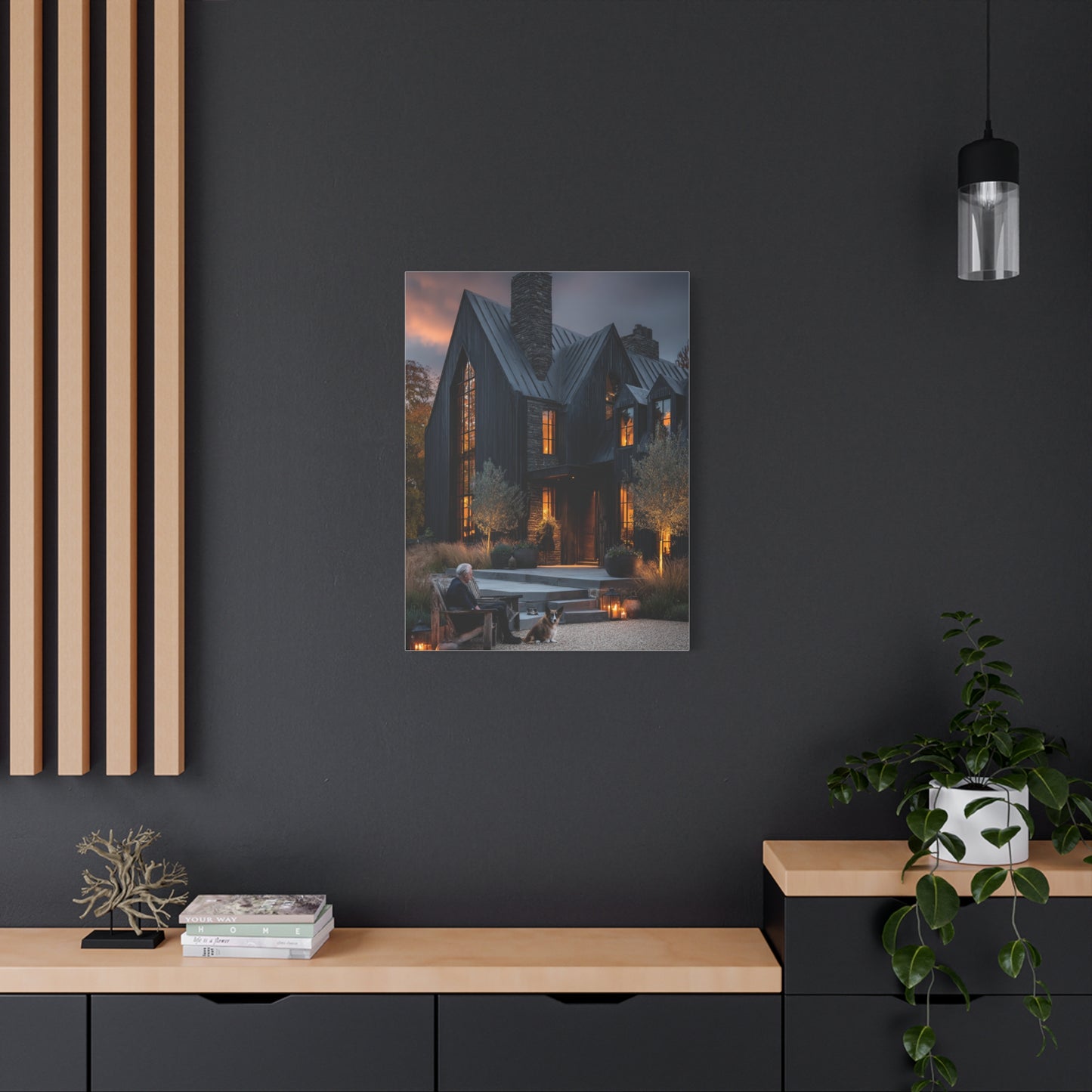 Lavish Black Farmhouse Courtyard Wall Art & Canvas Print