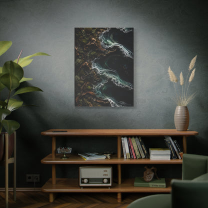 Dark Biophilic Coastal Wave Composition Wall Art & Canvas Print
