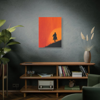 Cowboy Sunset Ridge Silhouette Wall Art & Canvas Print