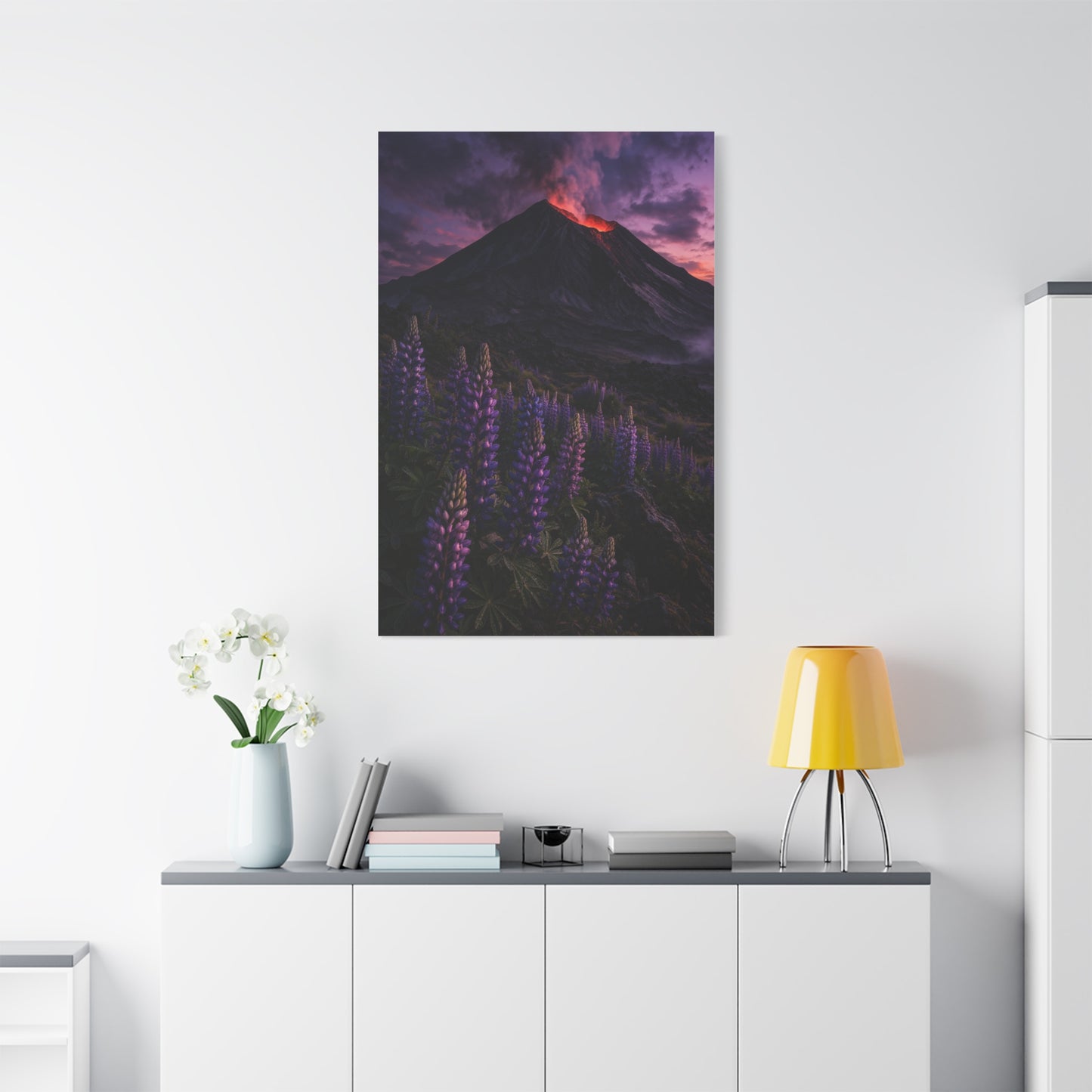 Volcanic Twilight & Wild Lupines Wall Art & Canvas Print