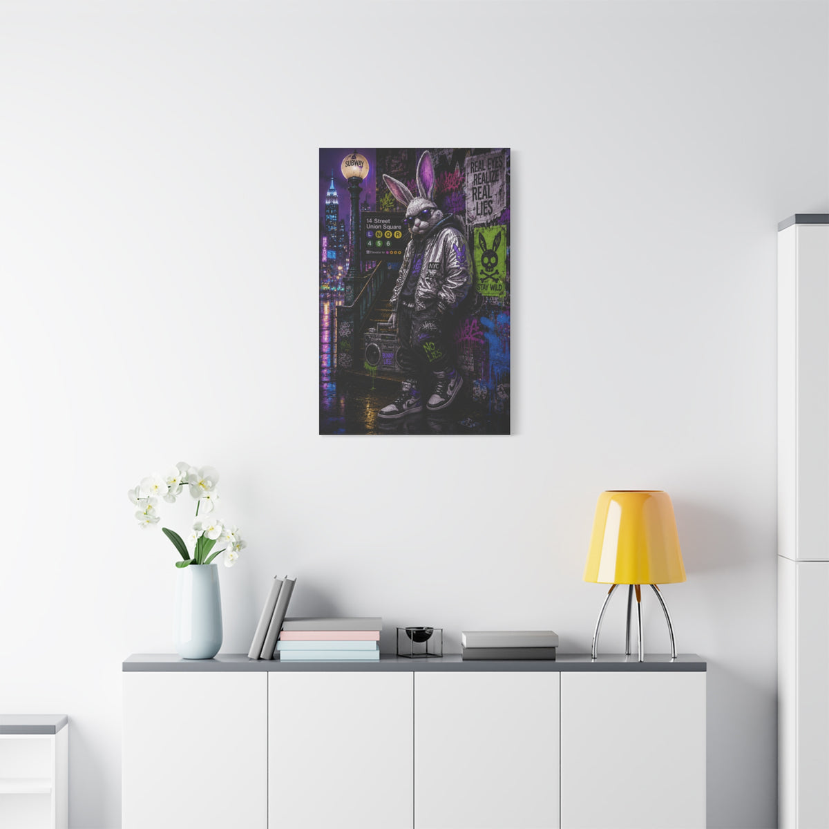 Urban Rebel Bunny NYC Street Wall Art & Canvas Print