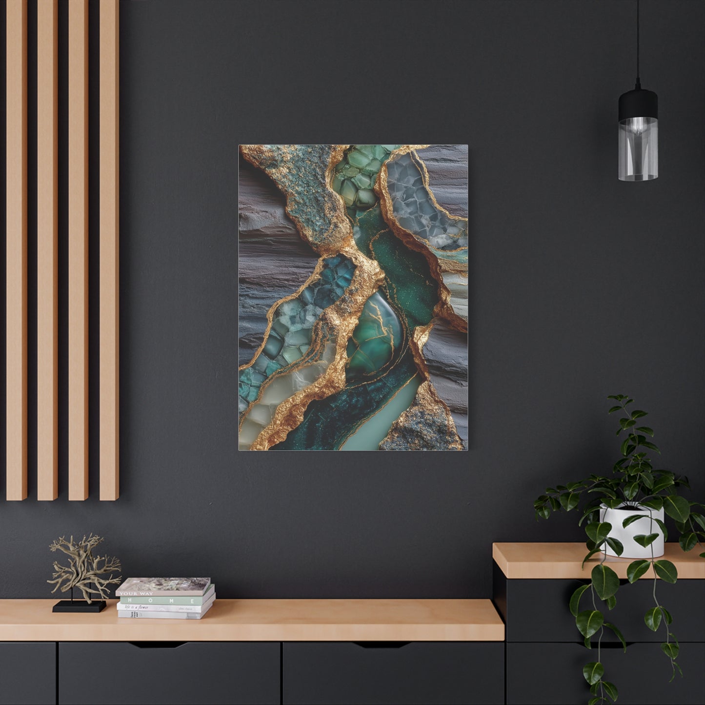 Emerald Geode Gold Vein Abstract Wall Art & Canvas Print