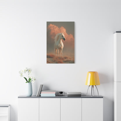 White Arabian Horse Golden Cloud Portrait Wall Art & Canvas Print