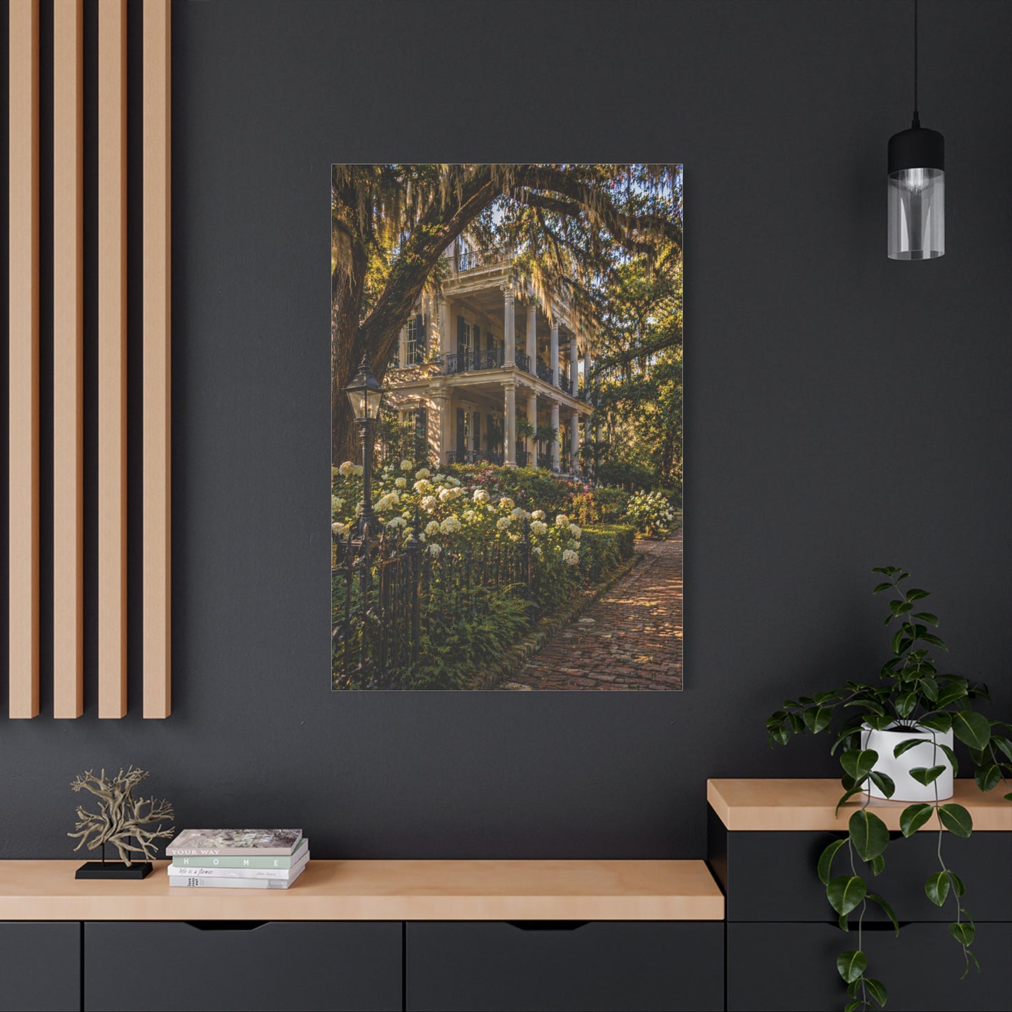 Garden District Mansion Under Live Oaks Wall Art & Canvas Print