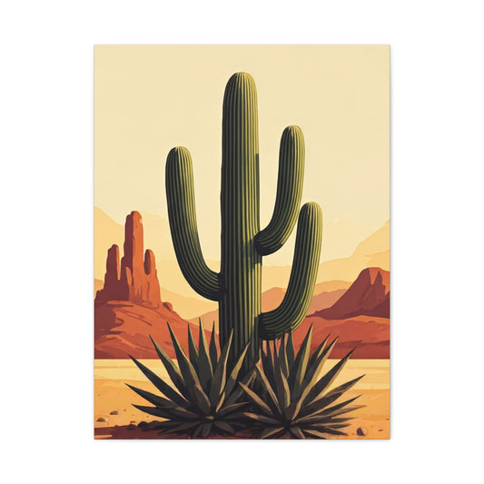 Red Mesa Desert Cactus Landscape Wall Art & Canvas Prints
