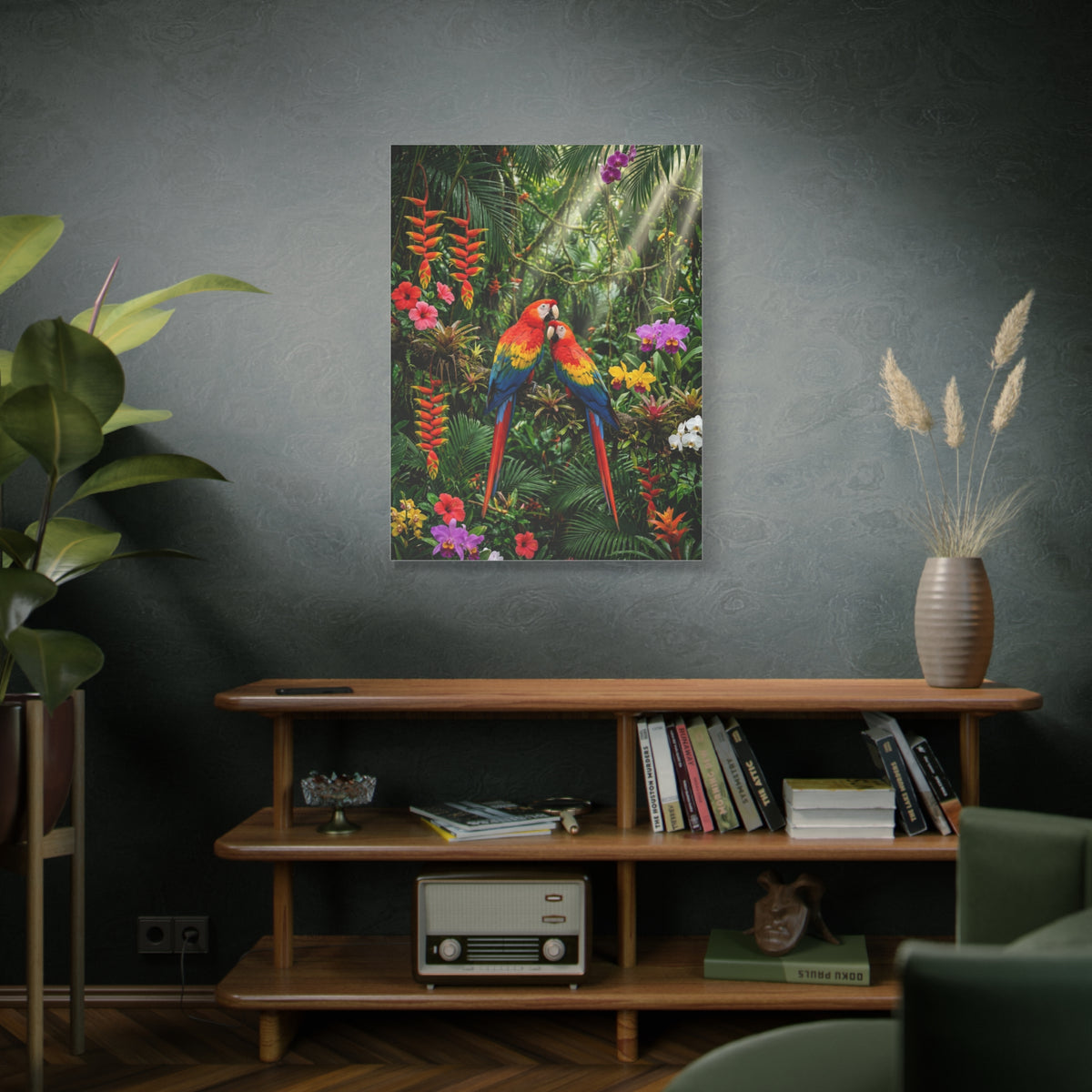 Vibrant Jungle Parrot Paradise Tropical Wall Art & Canvas Print