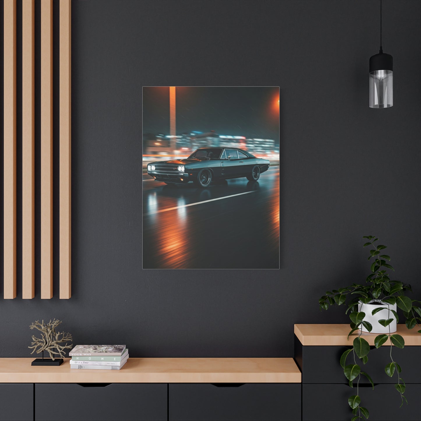 1968 Dodge Charger R/T Triple Black Night Cruise Wall Art & Canvas Prints