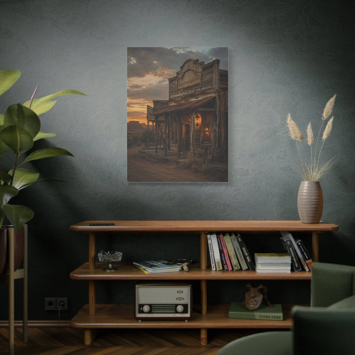 Old Town Western Saloon Exterior Scene Wall Art & Canvas Print