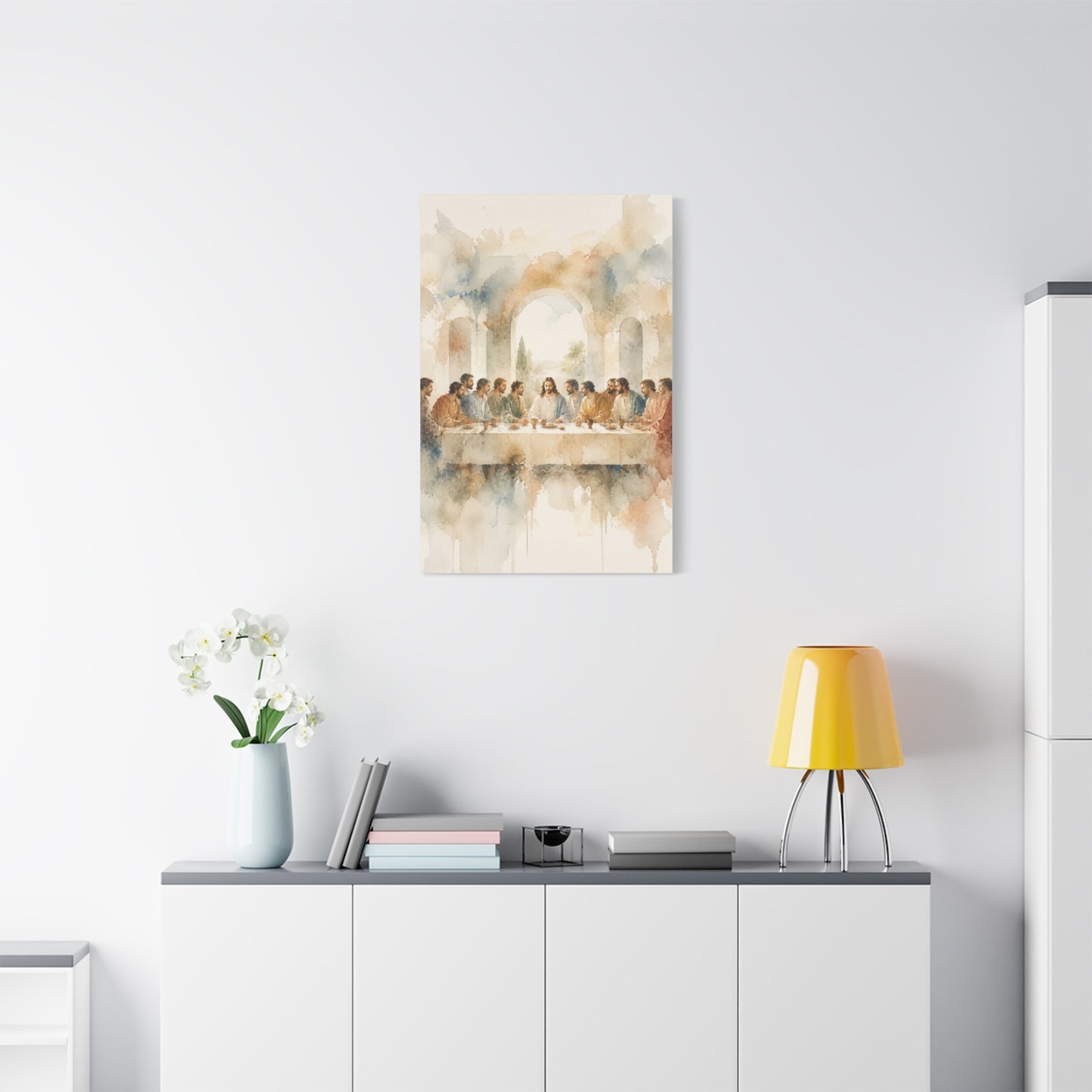 Soft Watercolor Last Supper Composition Wall Art & Canvas Print