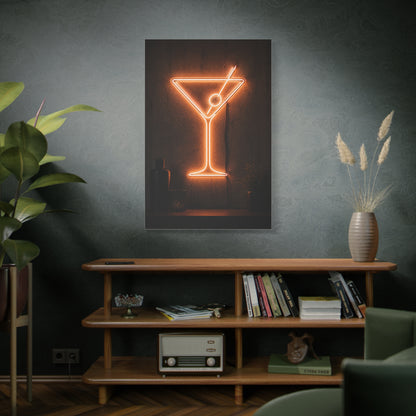 Amber Neon Martini Sign Wall Art & Canvas Print