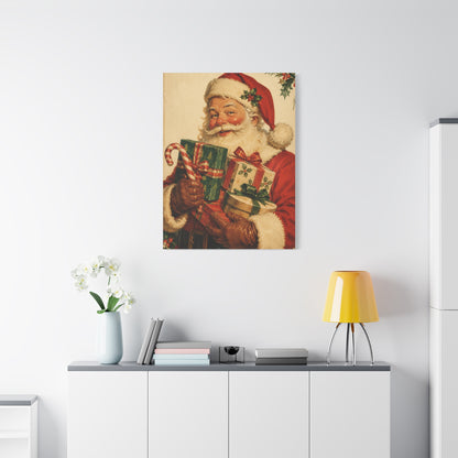Vintage Americana Santa with Presents Wall Art & Canvas Print