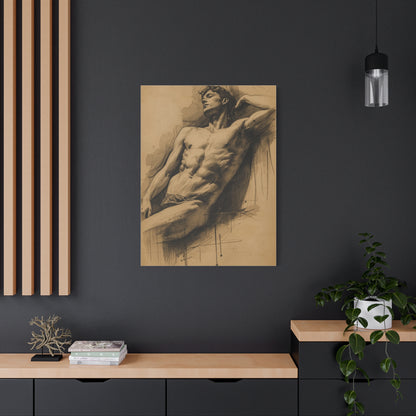 Charcoal Expression Male Study Wall Art & Canvas Print